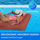 Upholstered Stylish Pool Float Lounger Recliner, Large Floating Chair & Backrest, Heavy Duty Lake, Beach, Adults & Kids - Comfortable Tube, Durable Water Floaty Tanning Lounge - Terracotta