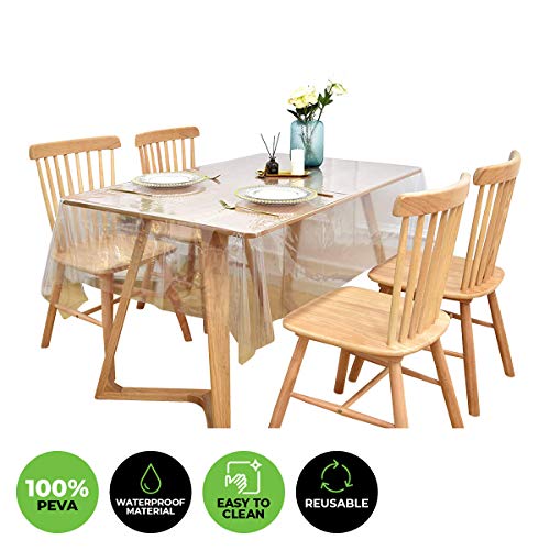 [2PCE] Home Master Damask Luxurious Clear Tablecloth Protector Rectangle Elegant Design 130cm x 225cm