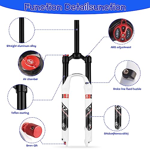 ZTZ MTB Air Suspension Fork，Fit for 26/27.5/29 inch Mountain Bike, 120mm Travel, Rebound Adjust, QR 9mm, Manual/Remote Lockout, XC/AM Mountain Bike Front Fork, Ultralight