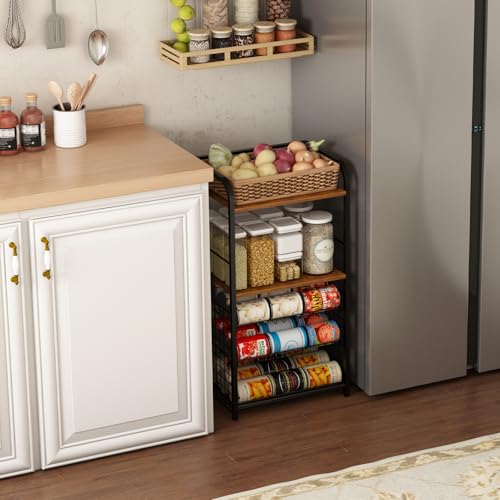 Zuyachuza Adjustable Can Rack Organizer for Pantry, Snack Organizer Shelf, Canned Food Storage Rack, Multifunctional Free standing Floor Pantry Organizer and Storage for Kitchen