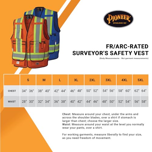 Pioneer V2540750U-X LFR-Tech Hi-Vis 88/12 7 oz FR/ARC-Rated Surveyor's Safety Vest, Snap Closure, Orange, XL