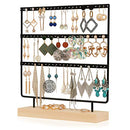 Simple Ear Stud Holder 4-Tier Earring Stand Earring Holder Decorative Jewelry Holder Display Rack Jewelry Stand Display with Wooden Tray/Dish for Earrings Necklace Bracelet Rings 69 Holes