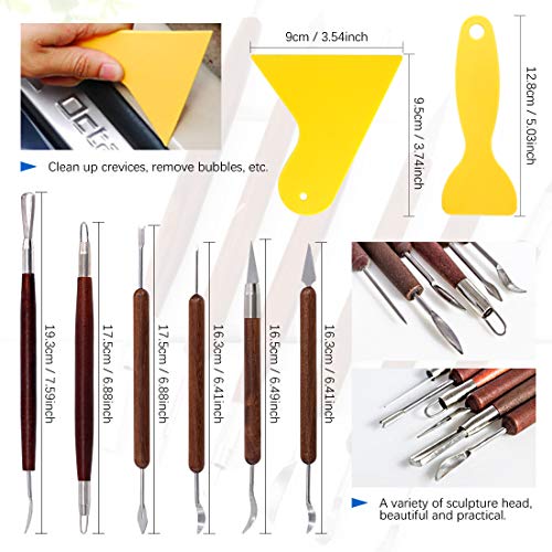 Glarks 30Pcs Carving Modeling Clay Sculpting Tool Set Including Ball Stylus, Dual-End Dotting Clay Tool, Pottery Sculpture Tool, Silicone Tip Pens, Scraper, Ruler, Acrylic Clay Roller, Acrylic Sheet