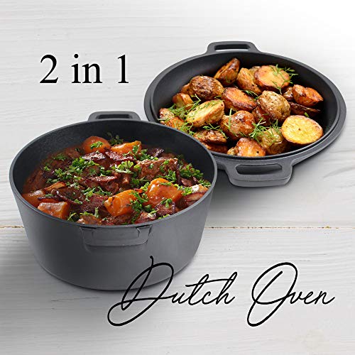 Fresh Australian Kitchen Dutch Oven – 5.2 Litre Pan & 25cm Skillet Set - Pre-Seasoned Casserole Pot