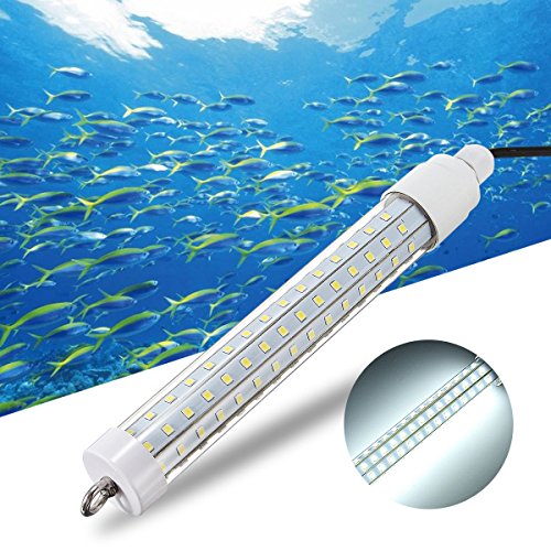 NUZAMAS 10W LED Underwater Submersilble Night Fishing Fish Light (Cool White) Crappie Shad Squid Boat Kayak Fishing Bait