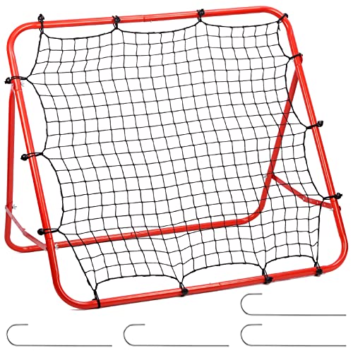 Swpeet Duarble Foldable Football Training Rebounder Net with Thickened Tube and Rope Assortment Kit, Training Soccer Kickback Target Goal Net Perfect for Backyard Soccer Practice and Soccer Training