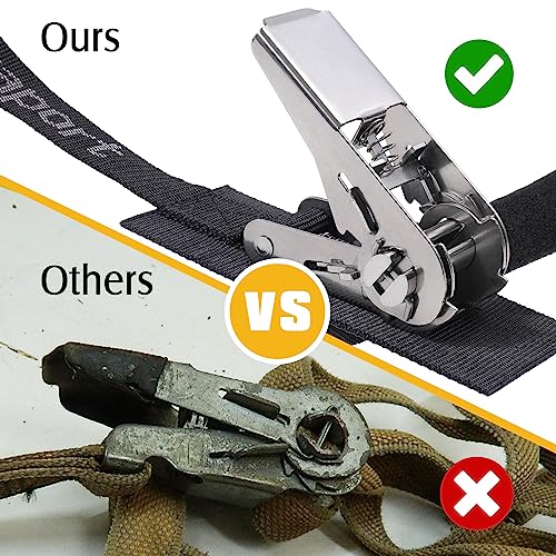 Ayaport Boat Tie Down Straps to Trailer (Stainless Steel Ratchet) 5 Feet, 2400lbs Break Strength Heavy Duty Ratchet Boat Straps, Boat Transom Straps Boat Trailer Accessories for Boating Safety