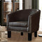 Rosevera Duilio Club Style Barrel Armchair for Living Room Faux Leather Accent Chair, Chocolate Brown