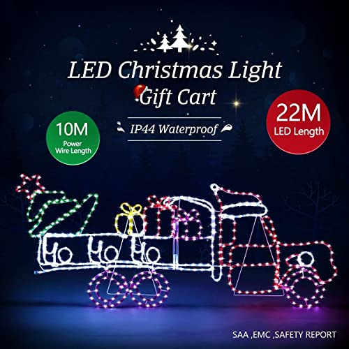 Christmas Lights Gifts Cart Motif 22M LED Rope Light for Holiday Wedding Party Indoor Outdoor Xmas Decoration