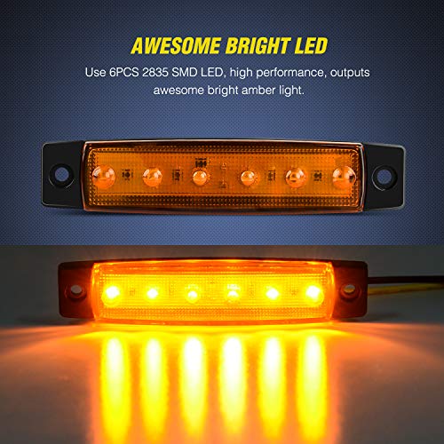 Nilight TL-14 10PCS 3.8â€ 6 Amber Indicator Rear Side Truck Trailer RV Cab Boat Bus Lorry LED Marker Clearance Light