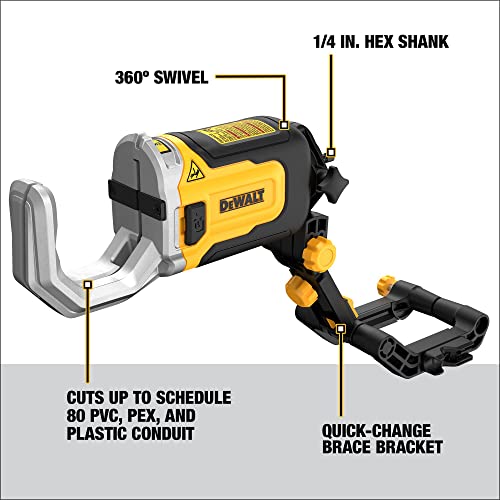 DEWALT IMPACT CONNECT PVC/PEX Cutter with Brace Bracket (DWAPVCIR)