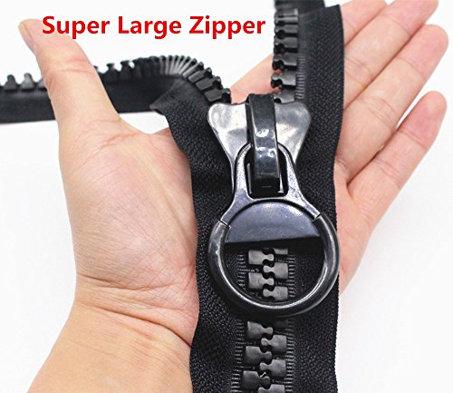 (Black 5 Yards) - YaHoGa 20 Super Large Plastic Zipper Black Heavy Duty Zippers By The Yard Bulk 5 Yards + 5pcs Sliders for DIY Sewing Tailor Crafts Bags Tents Clothing (Black 5 Yards )