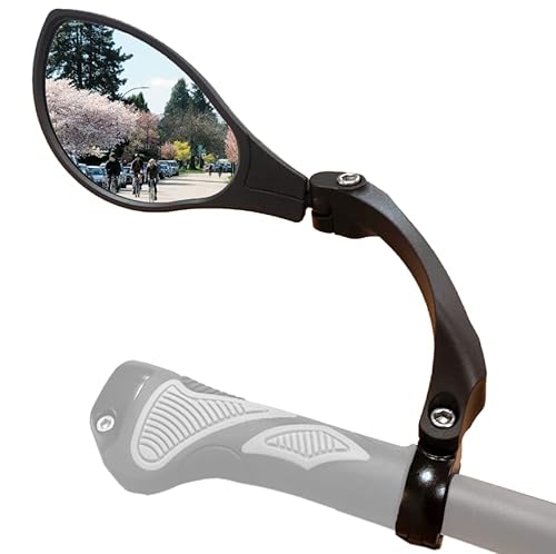 Hafny New Handlebar Bike Mirror, HD Blast-Resistant, Safe Crystal Clear Glass Mirror, Adjustable Rotatable Bike Mirror, Rearview Mirror, Bicycle Mirror, HF-M902LS-FR01