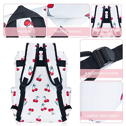 Cherry School Backpack for Girls Women, 15.6 inch Laptop Backpacks Bookbags for College Travel