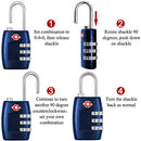 DanziX TSA Approved Lock and 4 Colors Stainless Steel Safety Tether，3-Dial Combination Travel Luggage Lock with Lanyard Security Cable for Protect Your Different Sizes of Suitcase,Baggage-Deep Blue