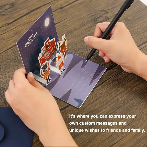 3D Christmas Cards, 6PCS Pop Up Christmas Cards with Envelopes Merry Xmas Season Greetings Cards Merry Christmas Card for Holiday Postcards Christmas Day Gifts