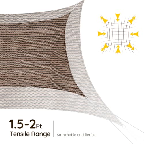 Quictent 26'x20' 185HDPE Rectangle Sun Shade Sail Outdoor Patio Lawn Garden Canopy Top Cover 98% UV-Blocked with Free Hardware Kit (Brown)