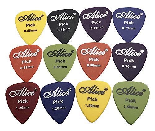 100pcs Alice Matte Anti-Skid Acoustic Electric Guitar Picks Plectrum 6 Thickness 0.58/0.71/0.81/0.96/1.20/1.50 mm With Pick Case Storage Box