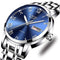 LIGE Watch for Men Fashion Elegant Analog Quartz Watch for Male Casual Waterproof Silver Stainless Steel Calendar Luxury Business Gents Dress Wristwatch Blue Round Dial