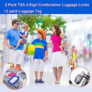 POATOW 2 Pack TSA Luggage Locks with 4 Digit Combination – Heavy Duty Set Your Own Padlocks for Travel, Baggage, Suitcases & Backpacks - Black