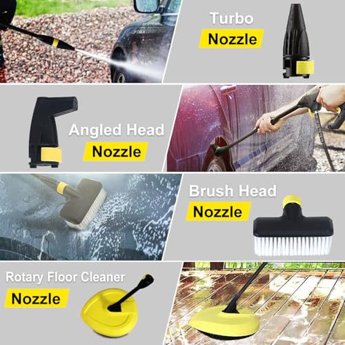 Bestsoon 3600PSI High Pressure Washer, 2200W Electric Power Washer with Spray Gun and Hose Reel, 8M Hose, 6 Nozzles, Brush Head/Rotary Floor Cleaner, Idear for Cleaning Cars, Patios