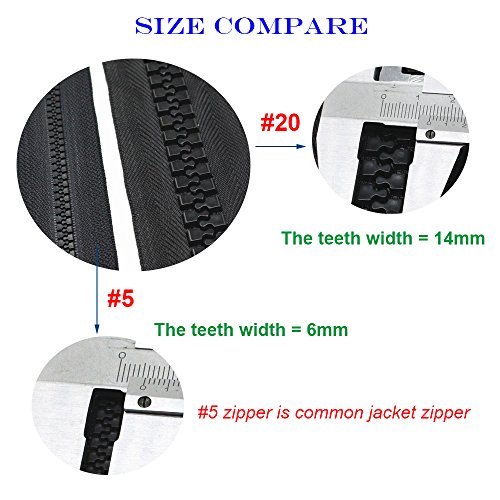 (Black 5 Yards) - YaHoGa 20 Super Large Plastic Zipper Black Heavy Duty Zippers By The Yard Bulk 5 Yards + 5pcs Sliders for DIY Sewing Tailor Crafts Bags Tents Clothing (Black 5 Yards )