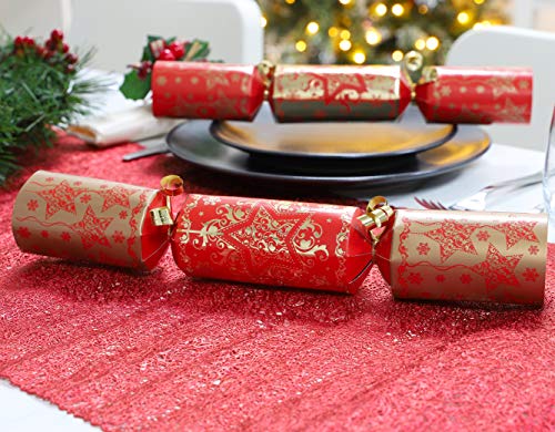 Toyland 10 Deluxe Red & Gold Christmas Crackers