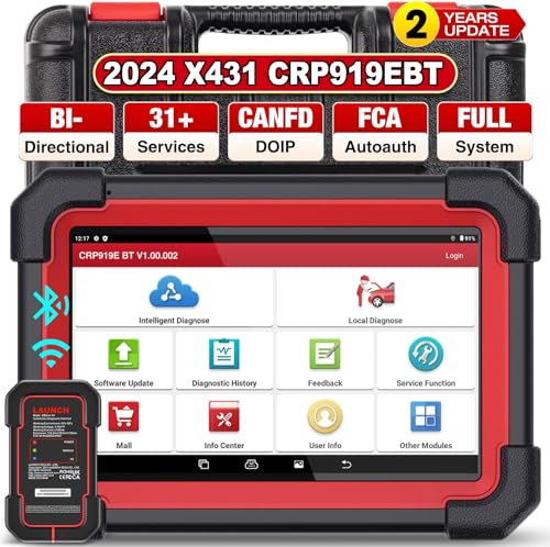 LAUNCH CRP919E BT OBD2 Diagnostic Device for All Vehicles, Diagnostic Device Car with OE Level All System Diagnostics, 31+ Reset Services, Car Tester for Active Test, CANFD, ECU Coding, V.A.G-Guided Function