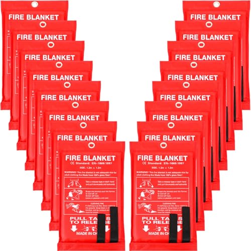 Jerify 16 Pack Fire Blanket for Home Emergency Fire Blanket 47 x 47 Inch Kitchen Fire Suppression Blanket Fiberglass Fire Blanket Flame Retardant Protection and Heat Insulation (Red)