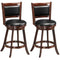 Giantex Bar Stools Set of 2, 61 cm Accent Wooden Swivel Barstool Backed Dining Chair, Fabric Upholstered 360 Degree Swivel, PVC Cushioned Seat, Perfect for Home Kitchen Dining Living Room, Espresso