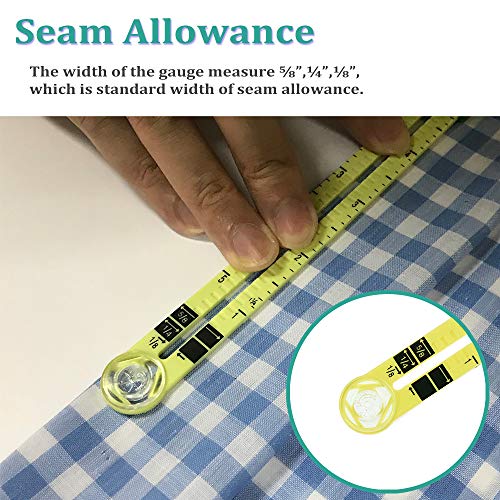 BIGTEDDY - 5in1 Handy Sliding Sewing Gauge Quilting Tools for Beginner Work as T-Gauge, Hem Gauge, Seam Allowance, Buttonhole Spacer and Circle Compass