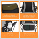 KingCamp Compact Camping Chairs for Adults Ultralight High Back Folding Portable Lawn Light Weight Outdoor with Armrest, Side Pocket, Headrast, Carry Bag, Support 265 Lbs, 2 Pack, Black-2 Pack