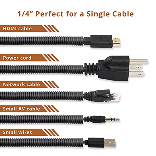 ZhiYo 20FT 1/4” Wire Loom Split Tubing Auto Wire Conduit Flexible Cover | High Temperature Heat Resistant -40F to 257F | Plastic Cover for Electrical Wires & Cables, Black