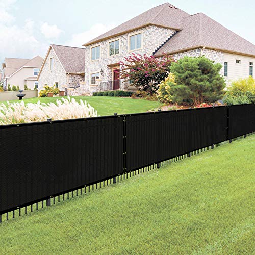 E&K Sunrise 5' x 25' Black Fence Privacy Screen, Commercial Outdoor Backyard Shade Windscreen Mesh Fabric 3 Years Warranty (Customized Set of 1