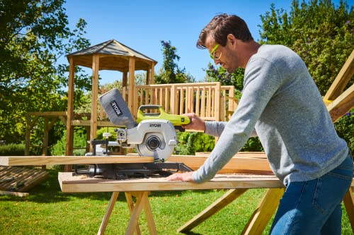 Ryobi R18MS216-0 One Plus Cordless Mitre Saw, 18 V, Hyper Green