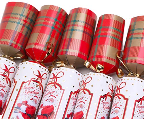 Toyland® Pack of 12 Tartan Santa Design Christmas Crackers