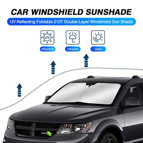 KUST Windshield Sun Shade for Dodge Journey SUV 2009-2019 Sunshade Foldable Sun Visor Protector Blocks UV Rays Keep Your Car Cooler
