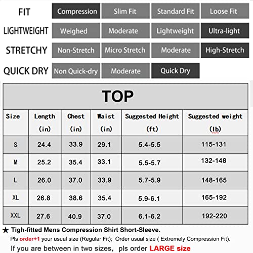 Men's Compression Shirts Longs Sleeve Workout Gym T-Shirt Running Tops Cool Dry Sports Base Layer Athletic Undershirts, Black+white+f Grey, X-Large