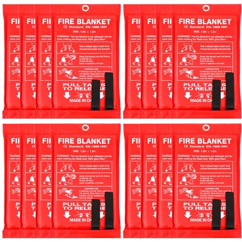 Jerify 16 Pack Fire Blanket for Home Emergency Fire Blanket 47 x 47 Inch Kitchen Fire Suppression Blanket Fiberglass Fire Blanket Flame Retardant Protection and Heat Insulation (Red)