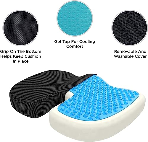 Gel Seat Cushion, Lower Back Support Office Chair Cushions for Sciatica Pain Relief, Orthopedic Seat Cushion for Office Chair, Car Seat, Sciatica, Chair Cushion Back Pain