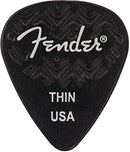 Fender Wavelength Guitar Picks 351 Shape, Black, Thin, 6-Pack