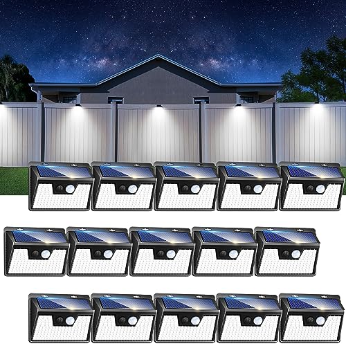 Peasur Solar Outdoor Lights [15 Pack/140LED], Motion Sensor Outdoor Lights Ultra-Bright, Solar Powered Security Lights 3 Working Modes, Solar Lights Outdoor Waterproof for Outside Garden Yard (500LM)