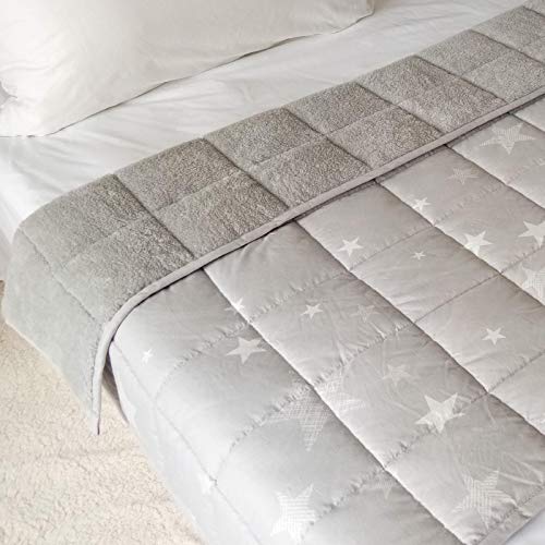Dreamscene Star Teddy Fleece Kids Weighted Blanket for Children Supporting Stress Relief Reversible Soft Fluffy Quilted Throw, Silver Grey, 100 x 150cm, 3kg(6.6lb)