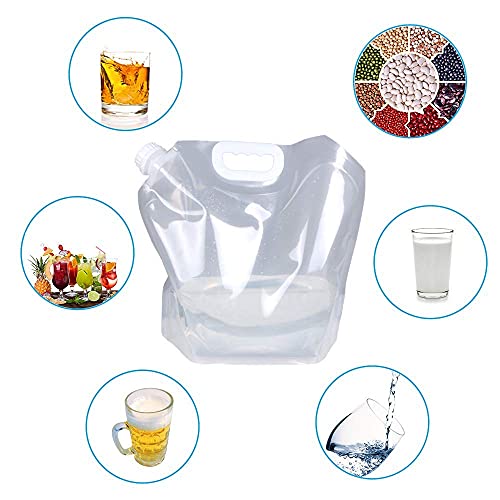 1.3 Gallon /2.6 Gallon Collapsible Water Container Bag, BPA Free Food Grade Clear Plastic Storage Jug for Sport Camping Riding Mountaineer,Freezable,Food Grade (2.3 Gal, 4-pack)