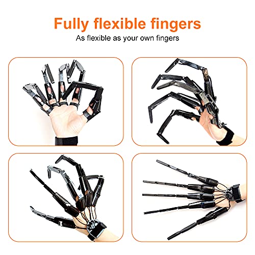 1 Pair Halloween Articulated Fingers,3D Printed Flexible Finger Extensions with Adjustable Velcro Fits All Finger Sizes,Halloween Party Cosplay Costume (Black)