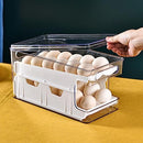 Rolling Egg Holder for Refrigerator, 2-Layer 24 Count Automatically Rolling Egg Dispenser, Roll Down Egg Storage Container with Lid, Space Saving Egg Organizer Tray for Fridge Storage Kitchen