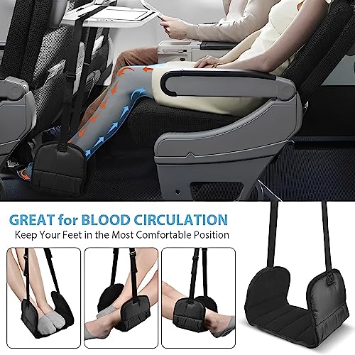 Airplane Footrest Adjustable Hanging Footrest Hammock Plane Leg Rest Foldable Memory Foam Plane Foot Hammock Office Footrests for Airplane Travel Flight Train Office