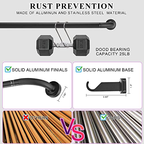 Lwiiom 2 Pack Matte Black Disc Curtain Rods, 28-48 Inches Window Curtain Rod,Adjustable Room Darkening Curtain Rod with Aluminum Finials and Brackets,Wrap Around Design