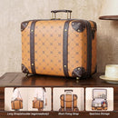 NZBZ Vintage Luggage Sets of 4 Pieces, Carry On Cute Suitcase with Rolling Spinner Wheels TSA Lock Luggage, Orange Brown, 14-inch, Zipper Vintage Luggage