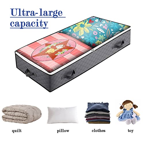 Under Bed Storage,2 Pack Large Under Bed Storage Containers,100 x50 x15cm Blanket Storage with Clear Window and Reinforced Handles for Blanket, Comforter, Bedding, Clothes